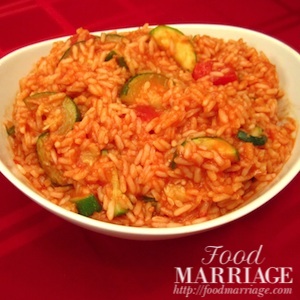 Zucchini and Rice in a Stewed Tomato Sauce